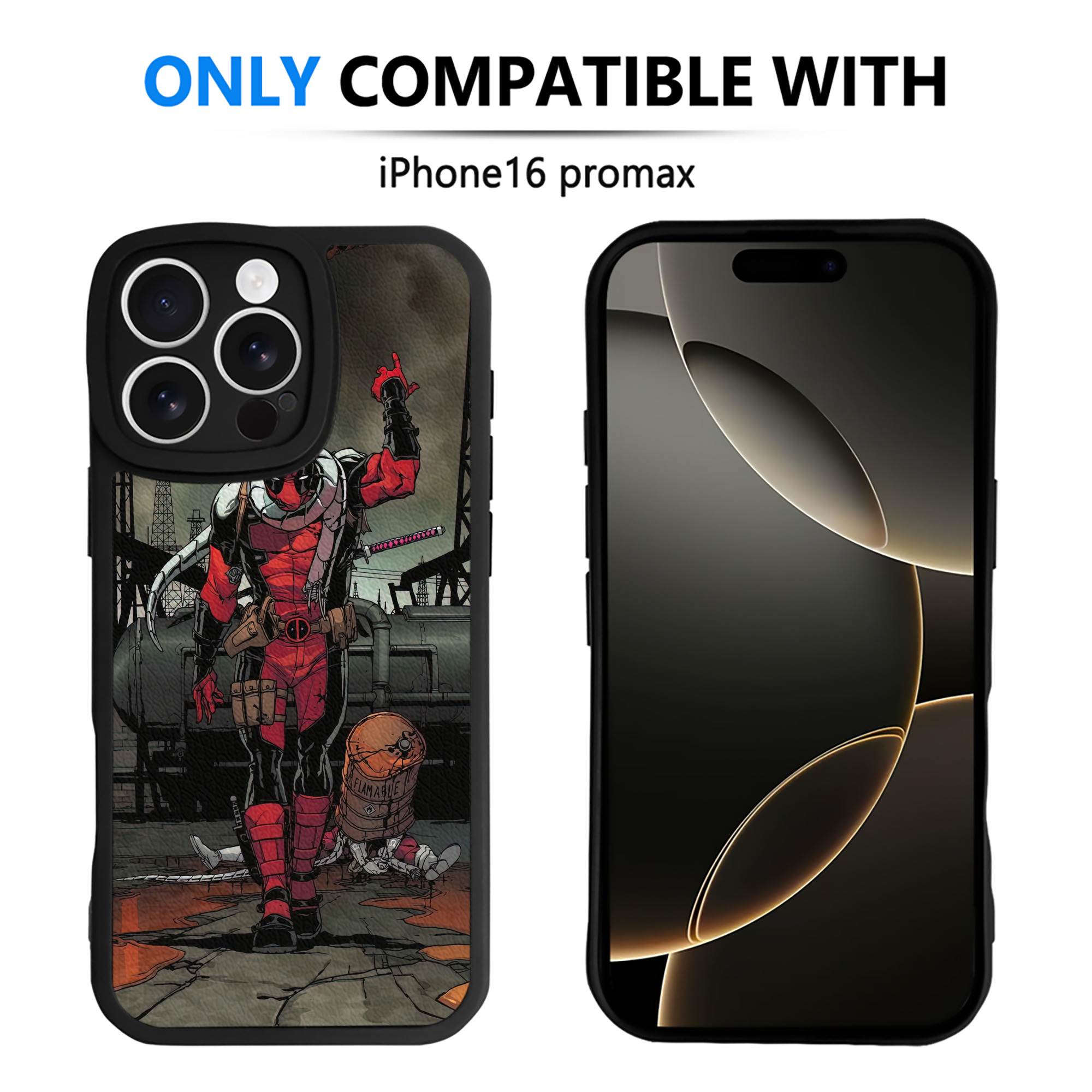 （画像用） Deadpool デッドプール 【iPhone 16シリーズ対応】シリコンスマホケース（レザー調） 材質：シリコン